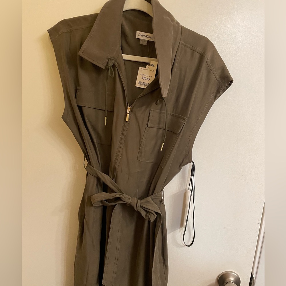 Calvin Klein Green Collared Dress